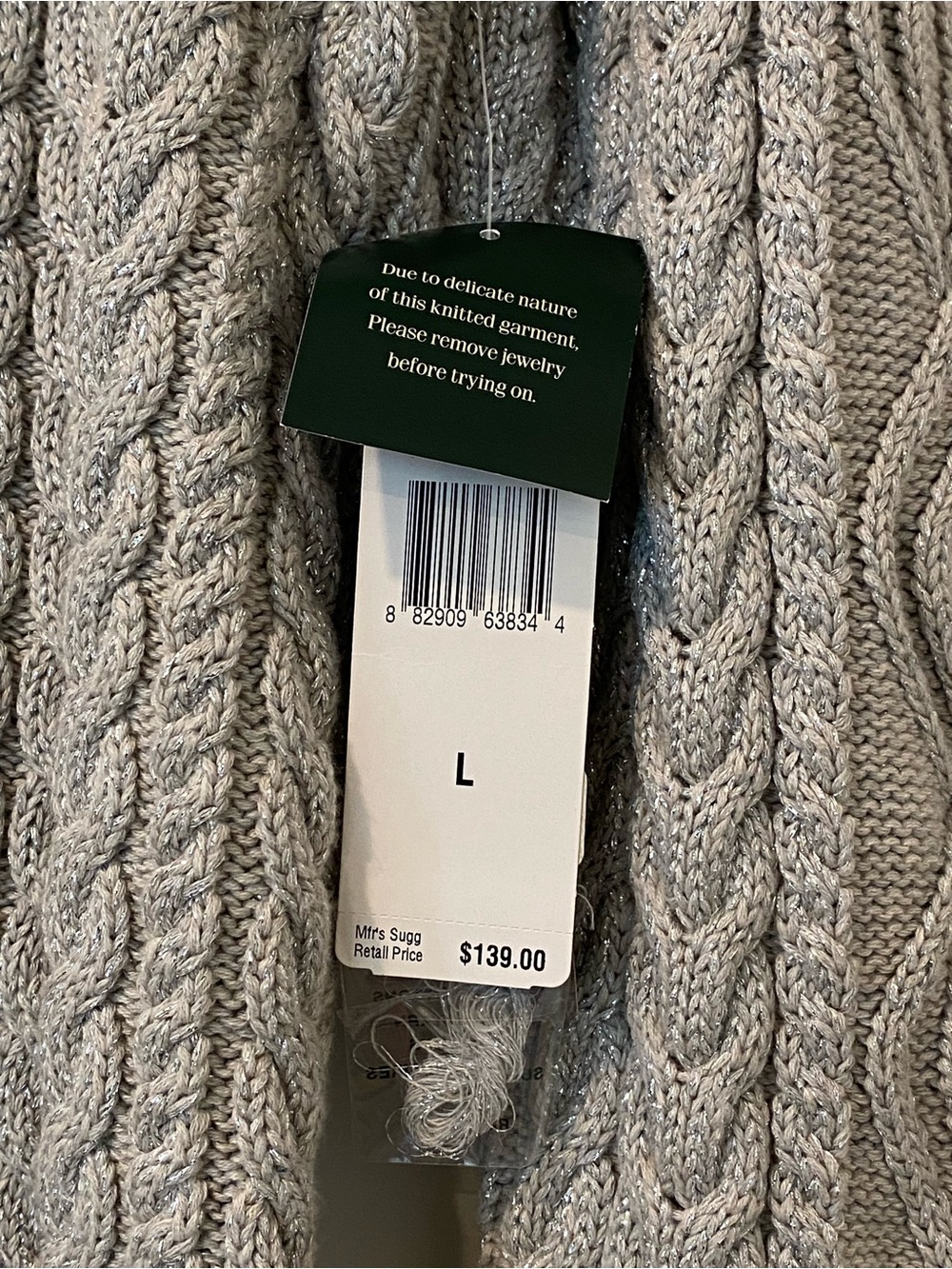 NWT Ralph Lauren Metallic Cable Knit Turtleneck Sweater L - Picture 3 of 9